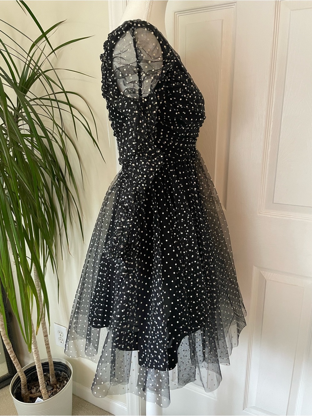 Zimmermann Ruched Flocked Polka-Dot Tulle Mini Dress Black Size 0 Small US4 NWT - Picture 11 of 16